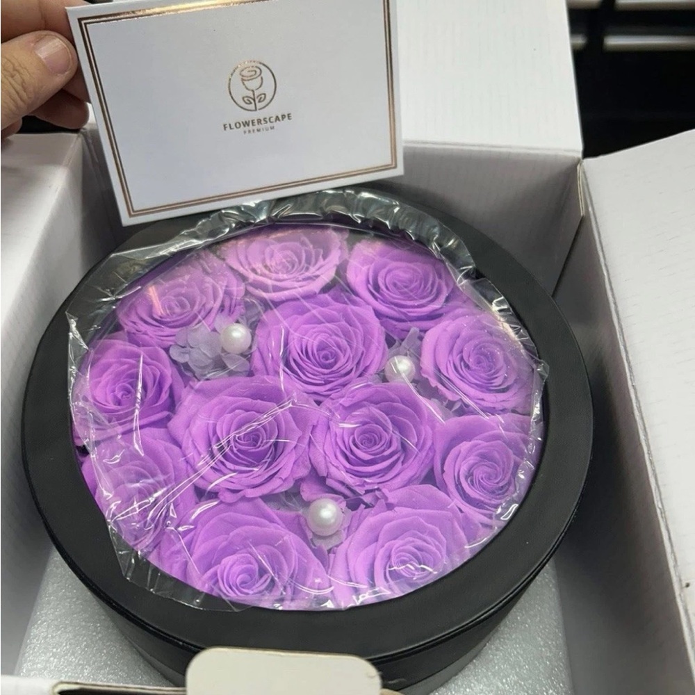 12 Forever Flowers Roses in box Real Rose Bouquet Pink Purple Love Romantic Gift